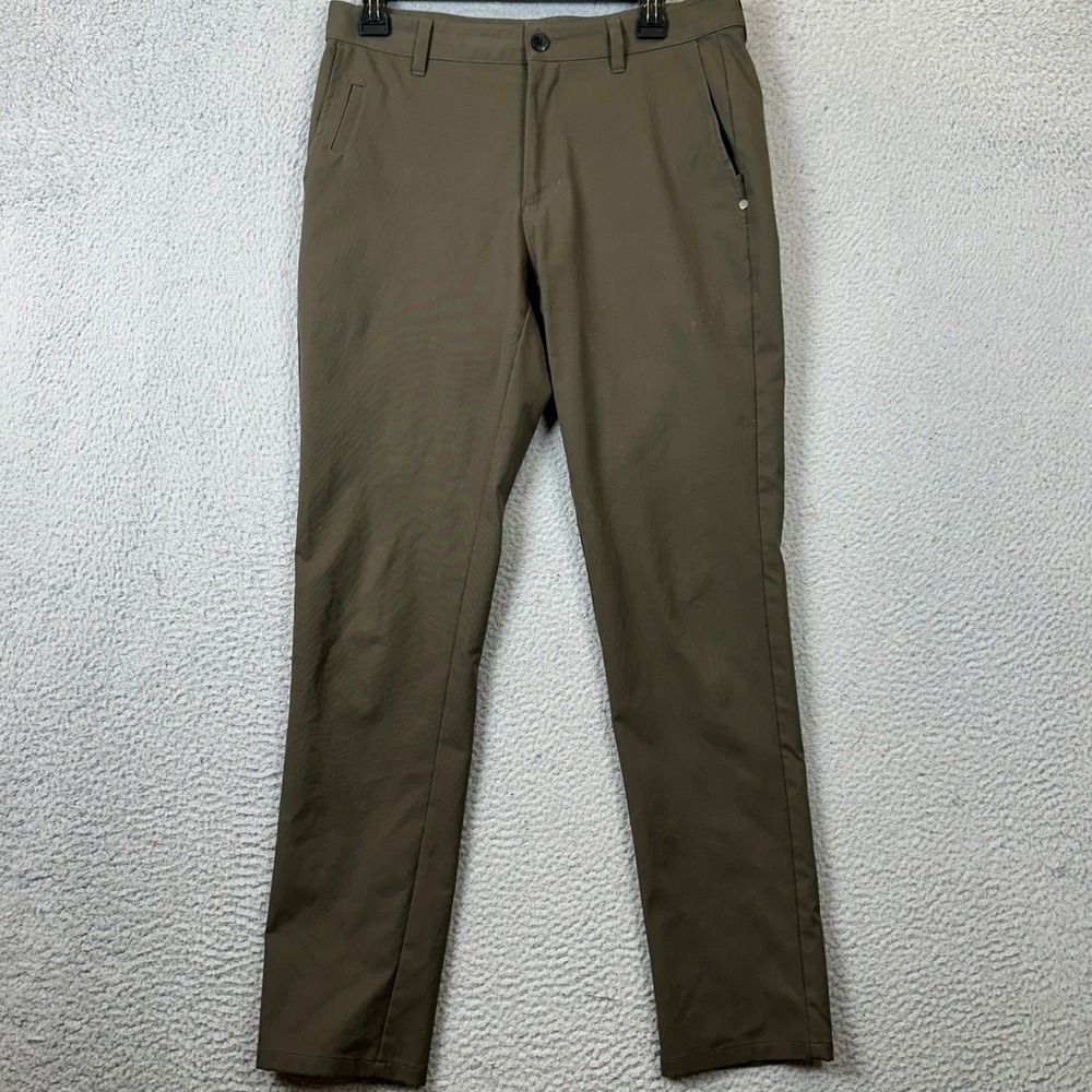 Vuori Pants Mens 30 Meta Pant Olive Green Casual Chino Flat Front Straight EUC